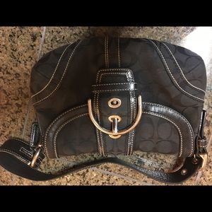 Coach leather trimmed hobo small